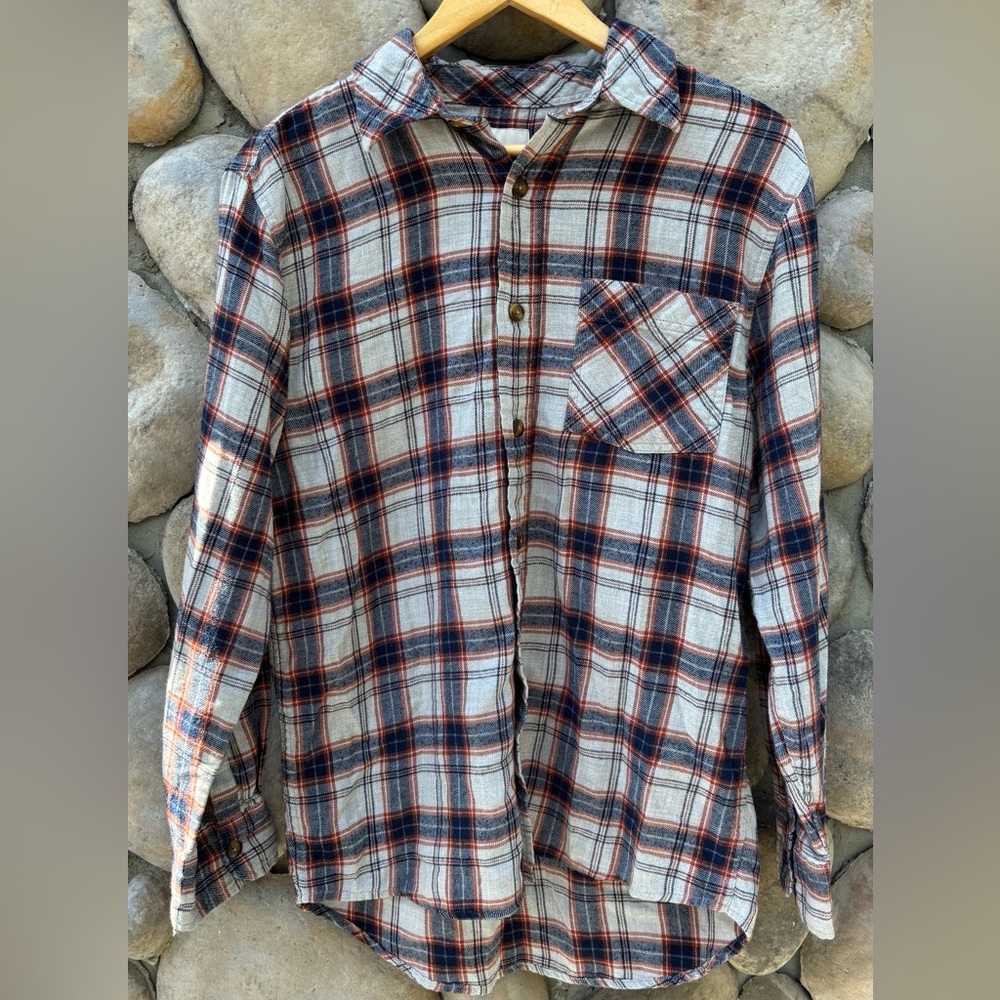 Field & Stream Beige Plaid Button-Down Flannel Shirt